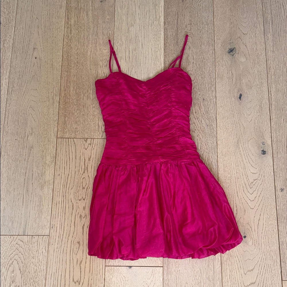 Aqua Vibrant Pink Ruched Dress